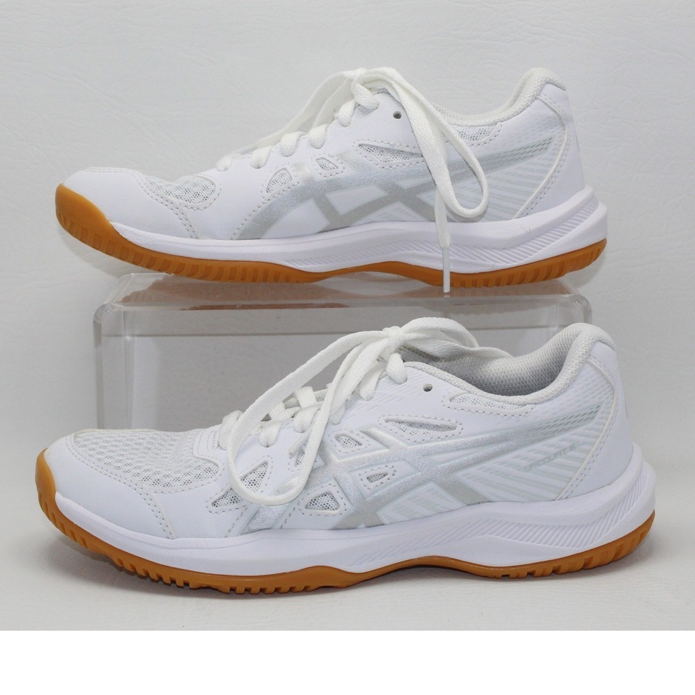 Asics Upcourt 5 Women White Silver Volleyball Shoes 1072A107 Size 6